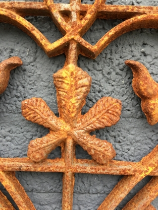 Cast iron door-window grille, wall ornament, beautiful wrought iron piece!